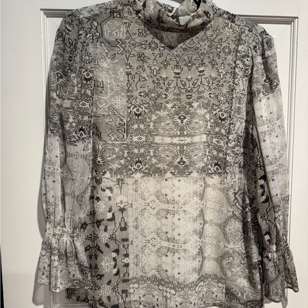 Calvin Klein Gray Patterned Blouse - image 1